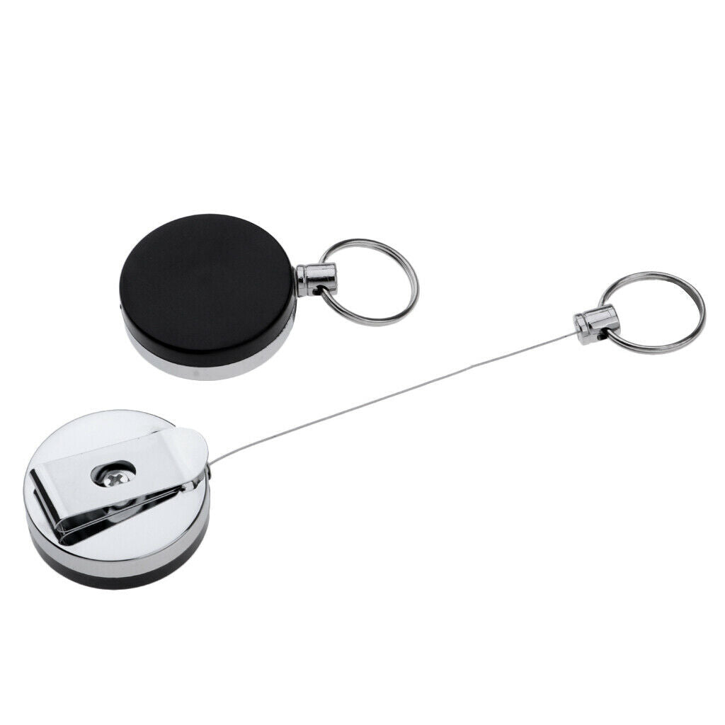2pcs Retractable Keychain Reel Badge Holder Steel Ring with
