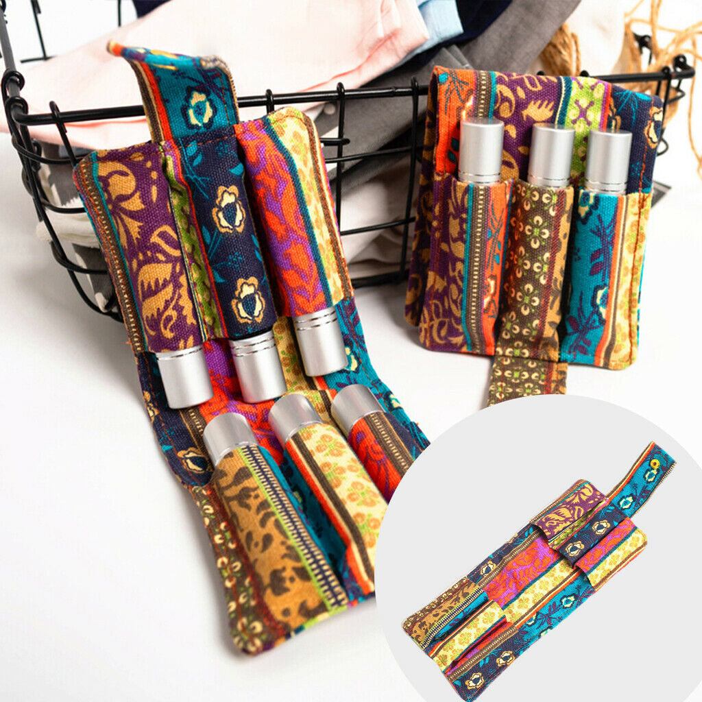 6-bottle 10ml Essential Oil Roller Bottle Carrying Case Nail Polish Storage Bag,