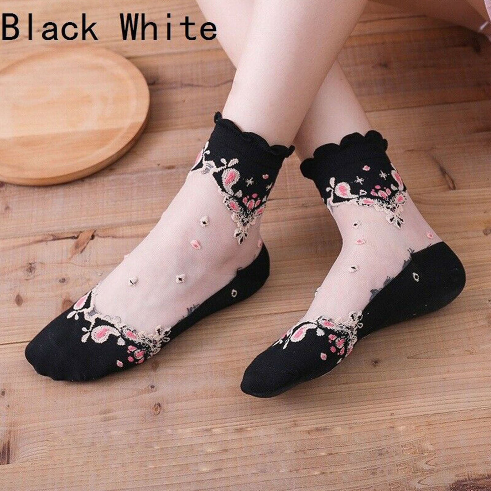 6 Pairs of Ladies Flowers See Through Lace Ruffle Short Ankle Socks  Sweet Thin