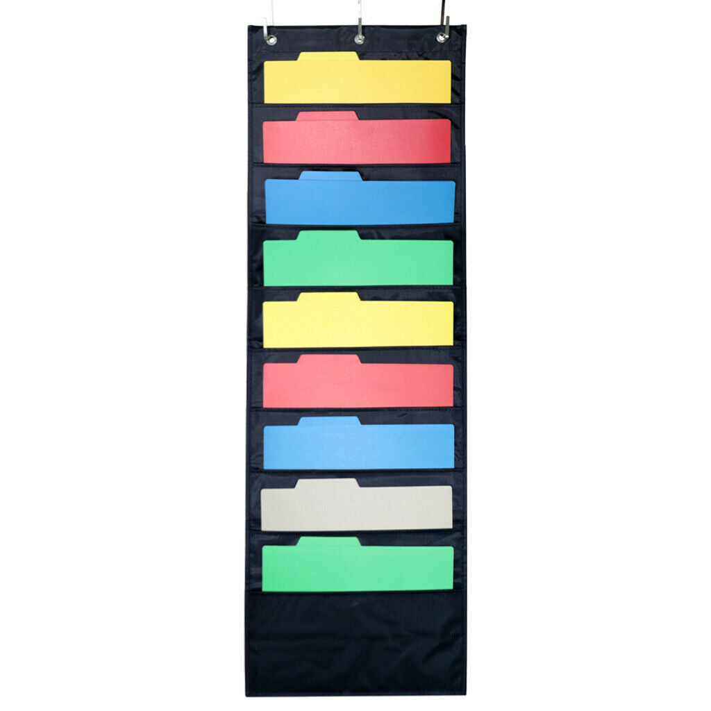 Hanging Storage Pocket Chart with 10 Pockets 3 Hangers Wall Organize Files