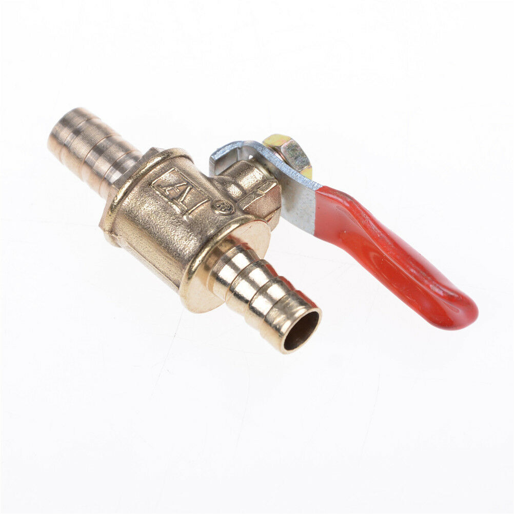 8mm 5/16" Hose Barb Inline Brass Water/Air Gas Fuel Line Shut-off Ball Valve  Lt