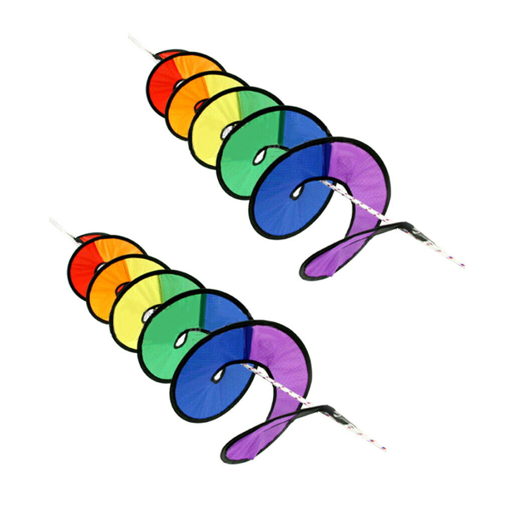 2pcs Foldable 110cm Rainbow Spiral Wind Spinner Garden Park Tent Decor