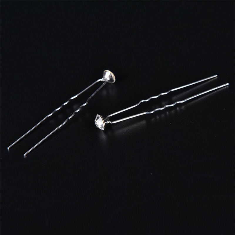 20Pcs Transparent Crystal Rhinestone Diamante Wedding Bridal Prom Hair Pin.l8