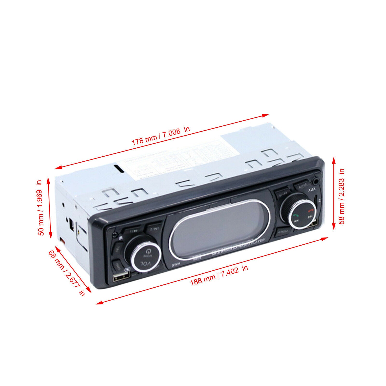 Car Radio 1 Din 12V Bluetooth Car Stereo LCD Display FM AUX-IN Audio Radio