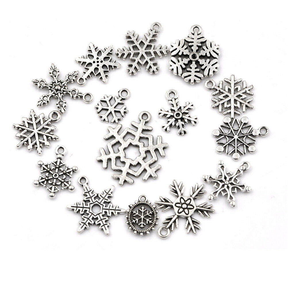 15pcs Tibetan Christmas Snowflake Charm Pendant Diy Necklace Bracelet Cra.l8