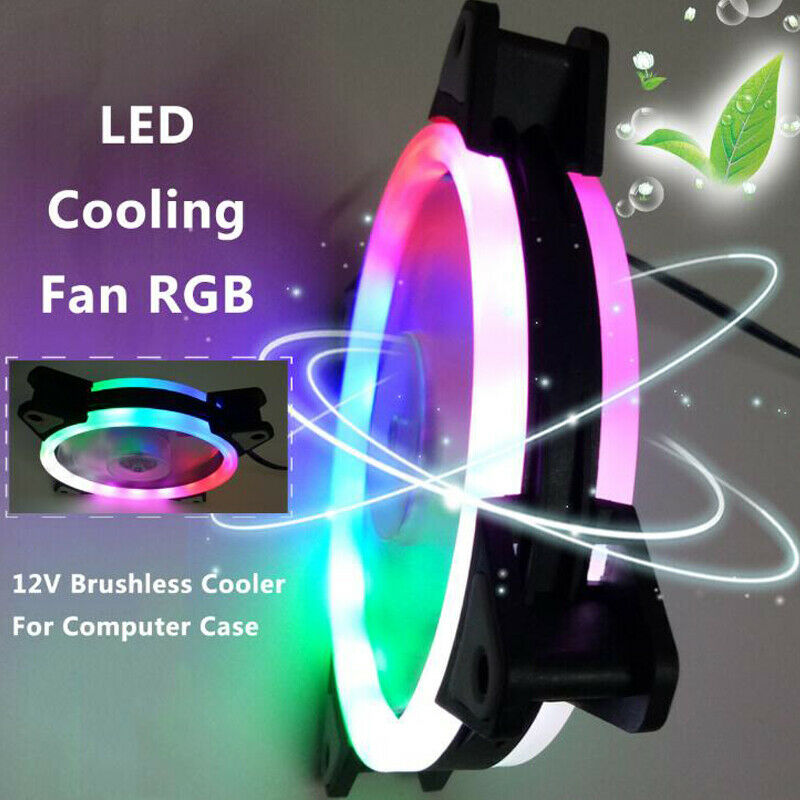 120mm White LED Cooling Fan 12V 4Pin to 3Pin RGB Computer Case PC CPU Heatsink!