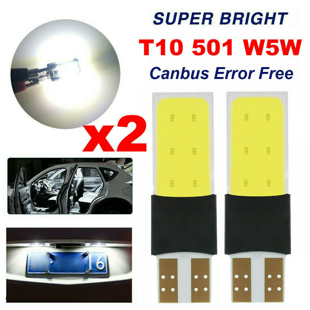 2x Car Auto T10 Cob LED Bulb Xenon Canbus Error Free 501 Side light Bulbs White~