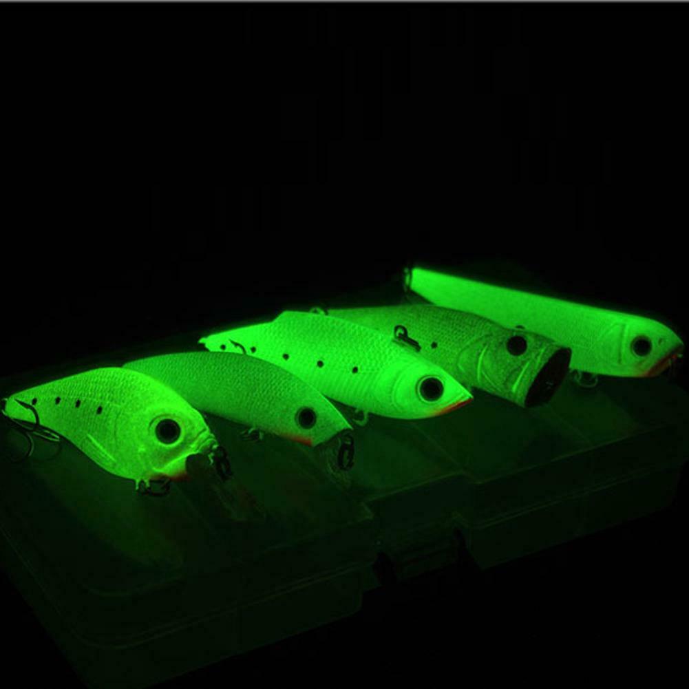 Night Fishing Bait Kit Luminous VIB Popper Crank Minnow Pencil Glow Lure  @