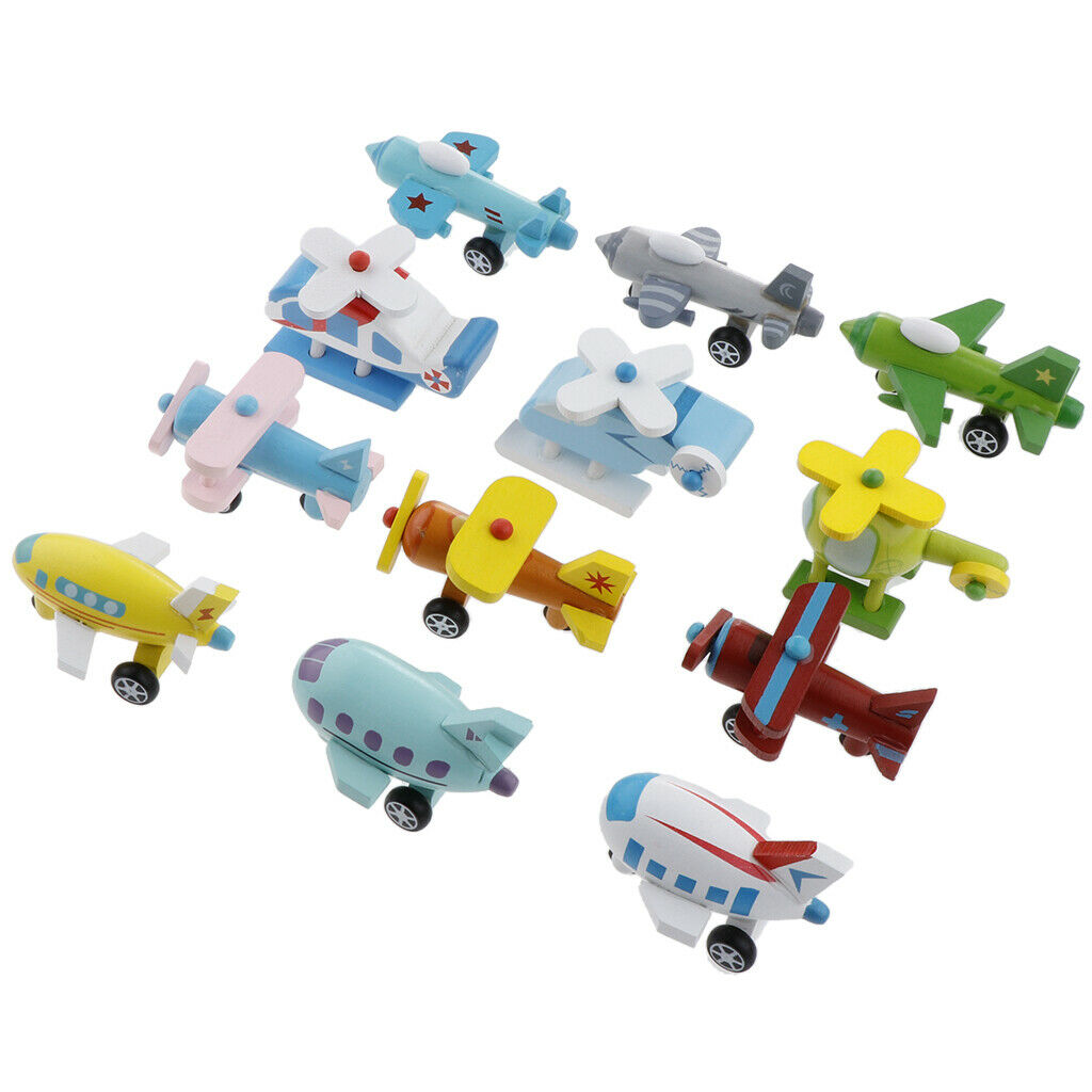 12pcs Wooden Shape Planes and Helicopters | Hand-Eye Coordination Toys for Kids