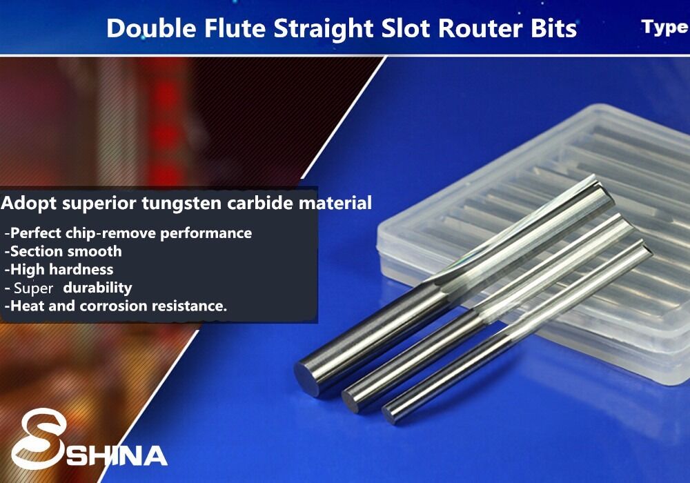 5x 4mm 1/6" Double Flute Straight Slot CNC Router Bits Tungsten Carbide 4*42mm
