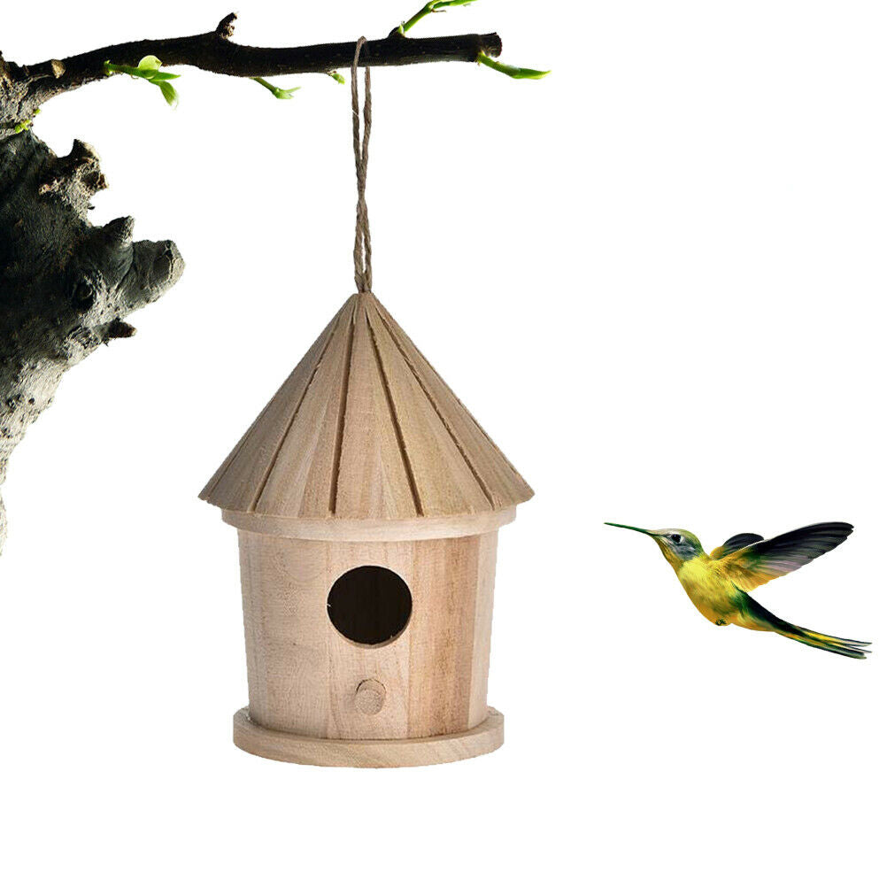 Wooden Bird Nest Hanging Bird House Natural Wooden Bird Cage Resting Place