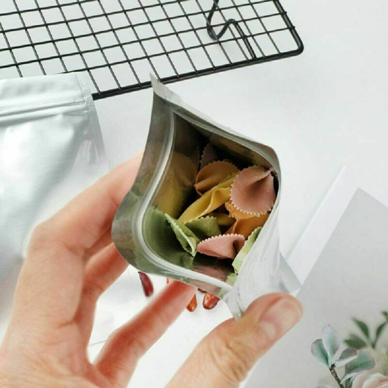 50X Resealable Mylar Bags Food Storage Bags Smell Proof Aluminum Foil Pouch Bags