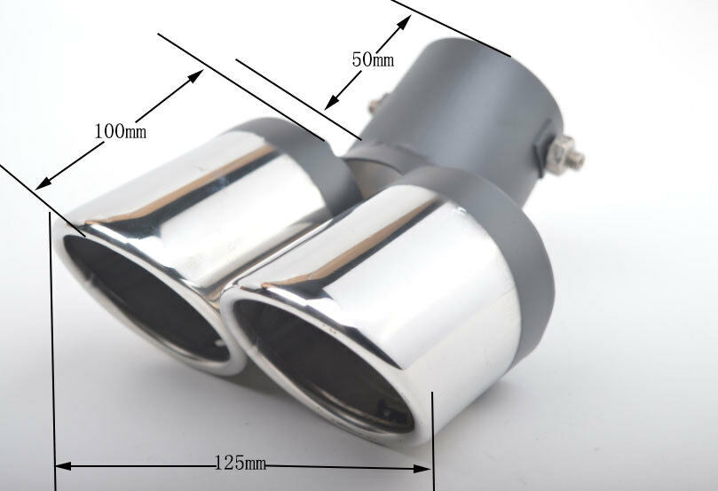 Twins Rear Bent Stainless Steel Car Exhaust Dual Pipe Chrome Tail Muffler Tip