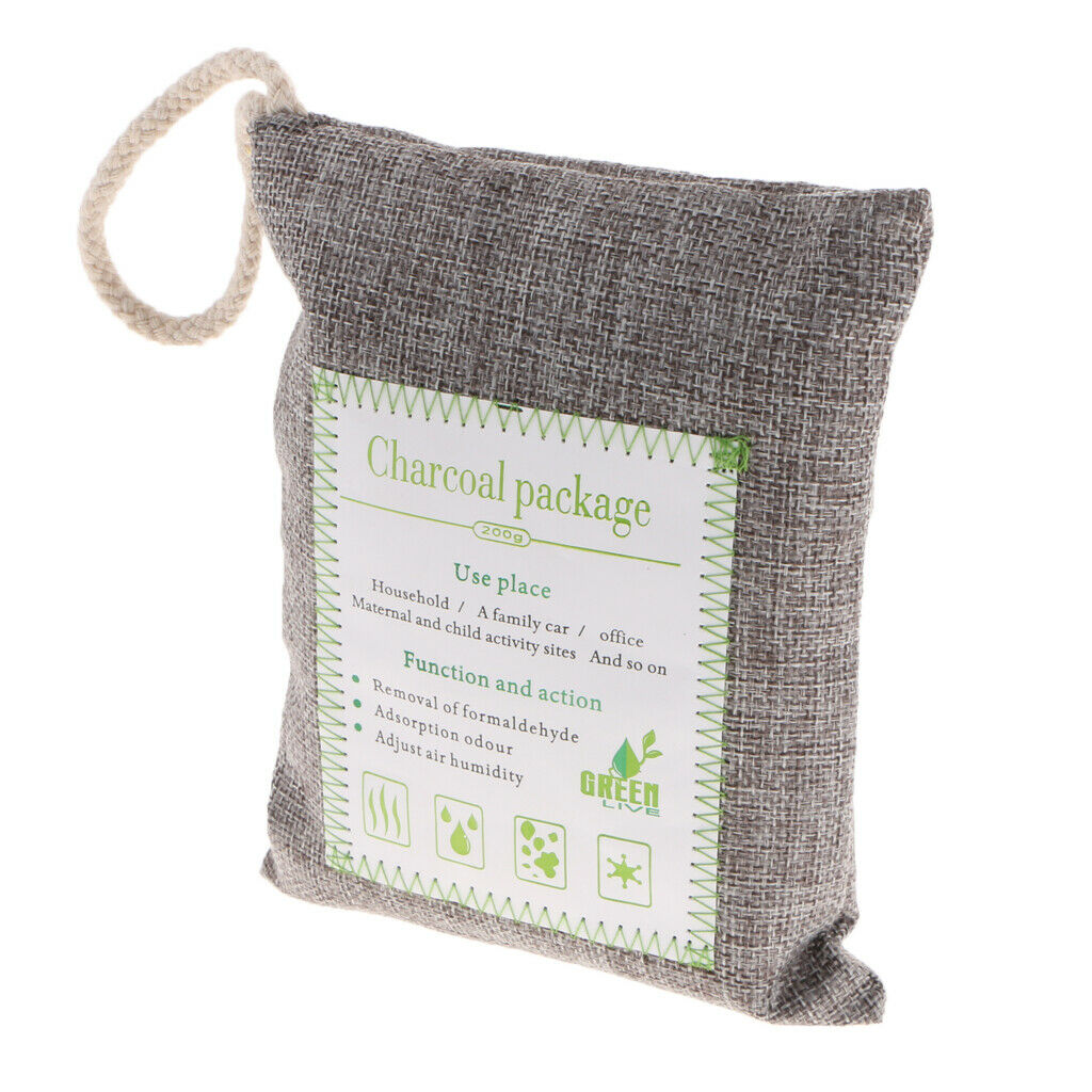 4 Bamboo Charcoal Air Purifying Freshener Bag Odor  Charcoal Color