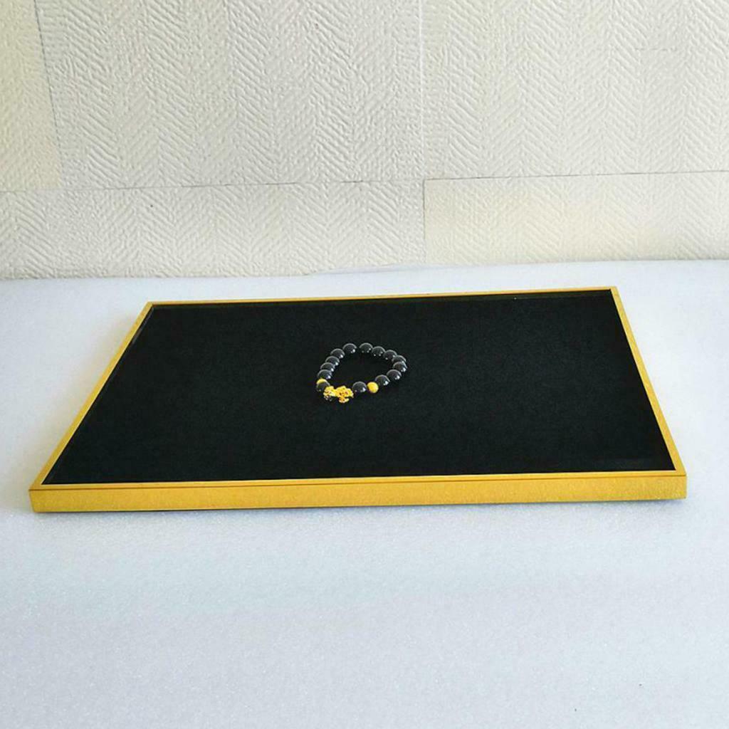 Elegant Square Jewelry Necklace Display Tray Organizer for Showcase S Golden
