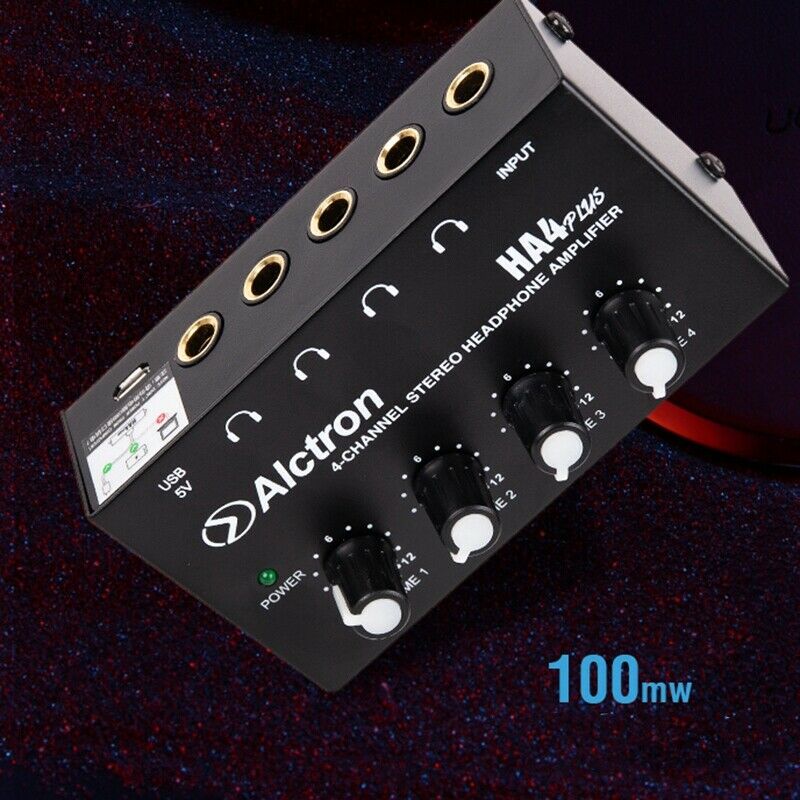 Alctron 4-Channel Portable Stereo Headphone Amplifier Mini Earphone Splitter AU2