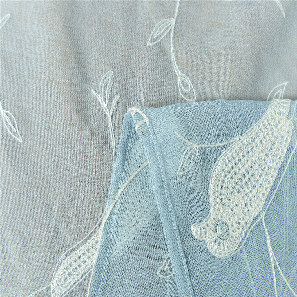 Elegant Embroderied Birds Sheer Window Curtain Voile Drapery Panel 39''x98'' Rod