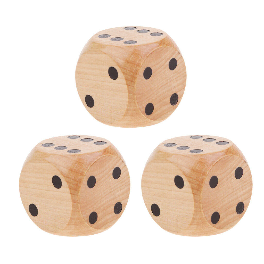 3Pcs Wooden D6 Dice Role Playing for DND RPG Dungeons and Dragons Board Game