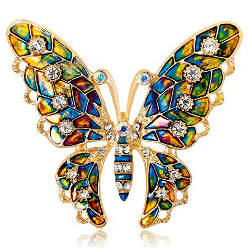 Rhinestone Butterfly Brooch Winter Dark Color Pin Insect Coat Brooch Jewe.l8