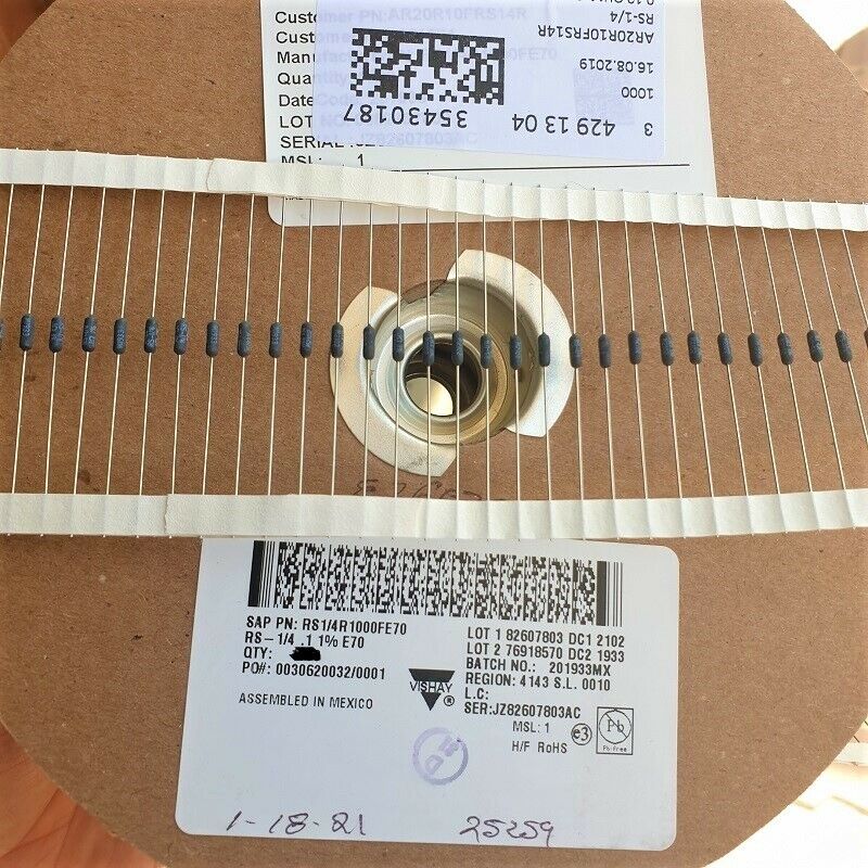 20pcs DALE RS-1/4 0R1 1% HI-END W.W MIL GRADE AUDIO RESISTORS!