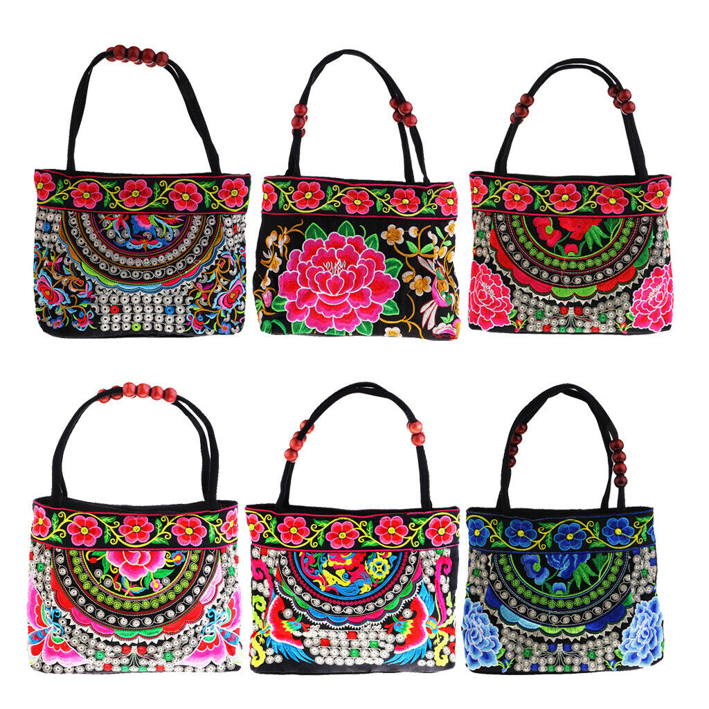 Travel Shoulder Bags in The Shape of A Flower with Hand Embroidery 31x51cm