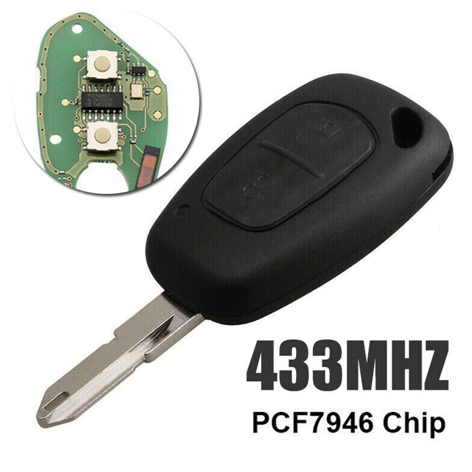 2 Button Chip 433MHz Remote Key Fob For Renault Master Vauxhall Vivaro Movano