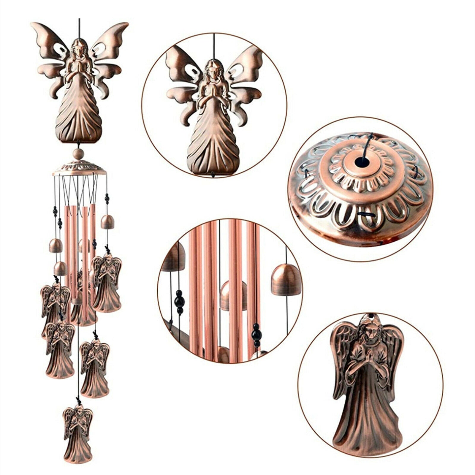 Metal Angel Wind Chimes Suncatcher Pendant Garden Porch Tree Outdoor Decor
