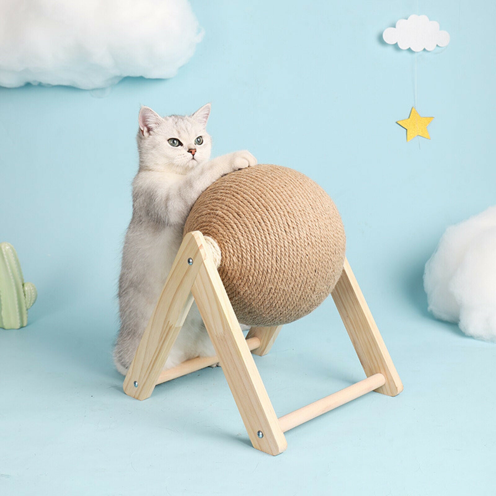 Cat Scratching Ball Exercise Wooden for Pet Supplies 7.09x7.09x6.29 inch