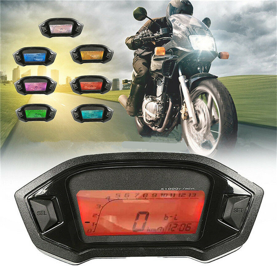 7 Colors Digital LCD Backlight Motorcycle Speedometer Odometer Tachometer Gauge