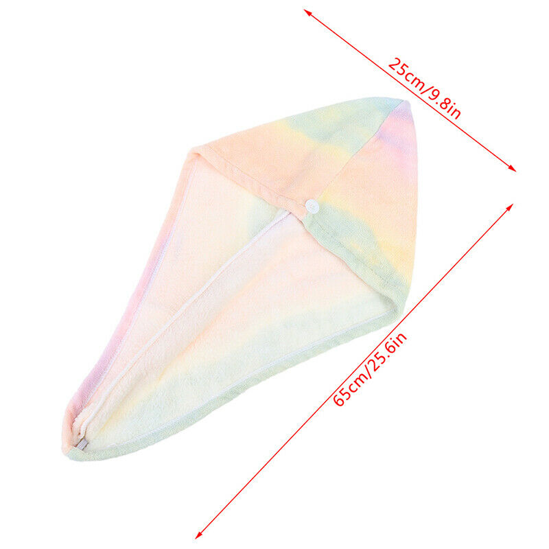 Bath Towel Water Absorbing Hair Dry Hat Rainbow Hair Drying Towel Shower CapSJC