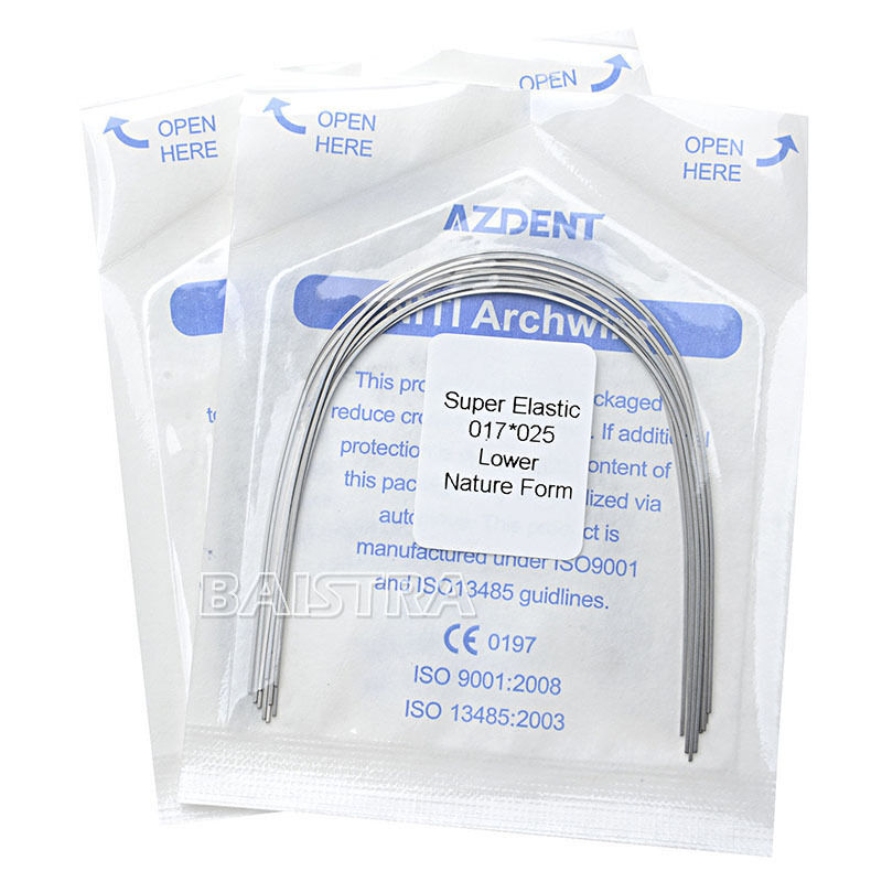 100X Dental Ortho Super Elastic Niti Rectangular Arch Wire 17X25 Lower Natural
