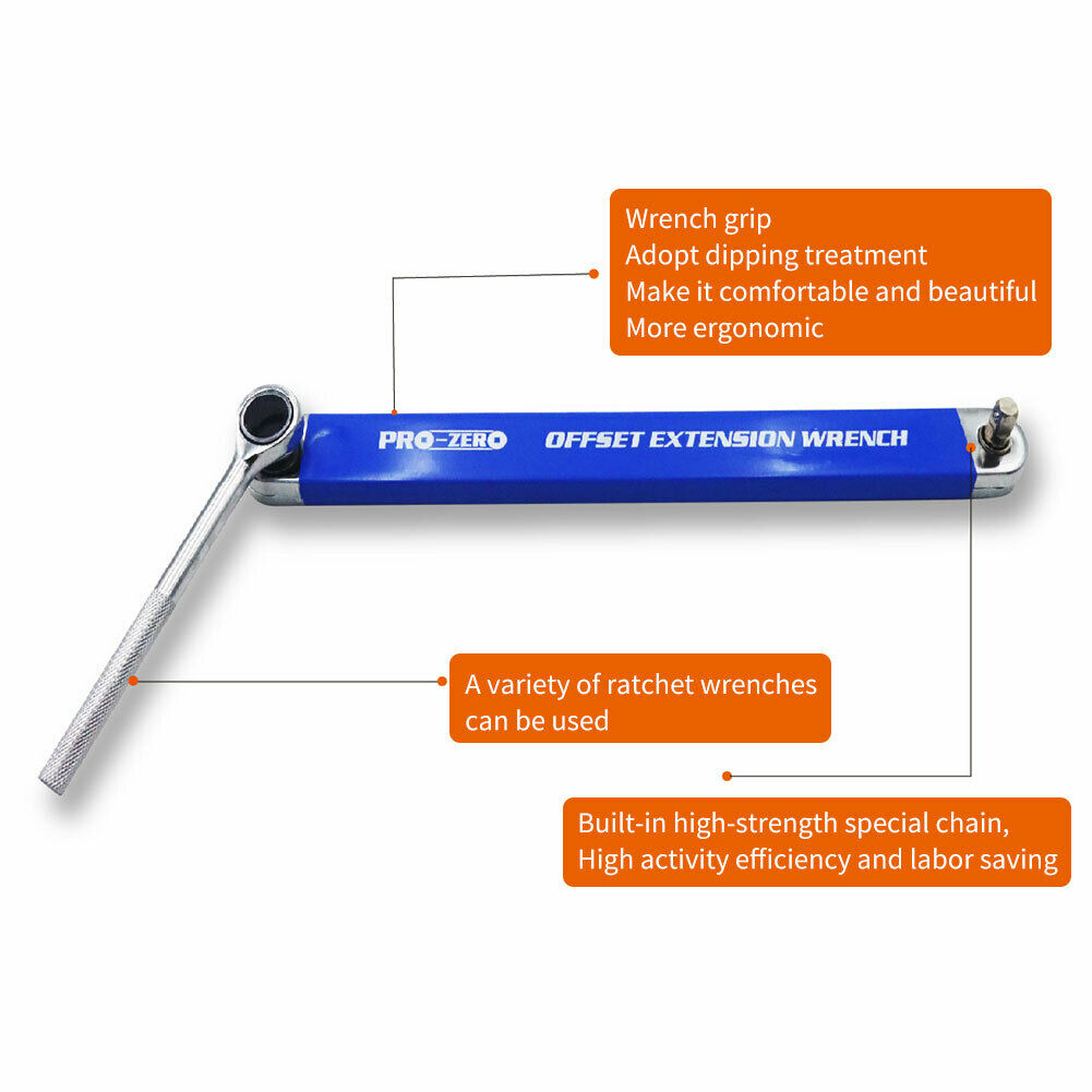 Offset Extension Wrench 3/8 inch Drive Wrench Extender Extension Bar Set @