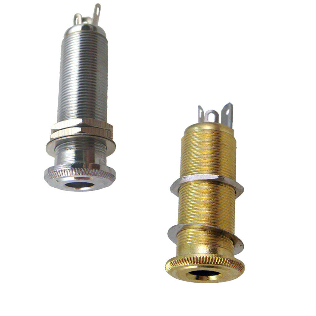 2 Pieces Threaded Cylinder 6.35mm Jack Socket Plug Guitar Bass Part A+B Accs