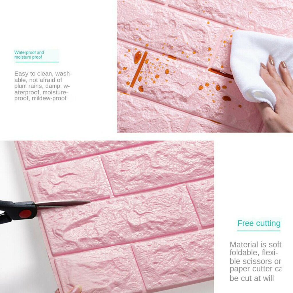 Brick Wallpaper Modern Home Decor Decoration for Bedroom Wall Panels Pink