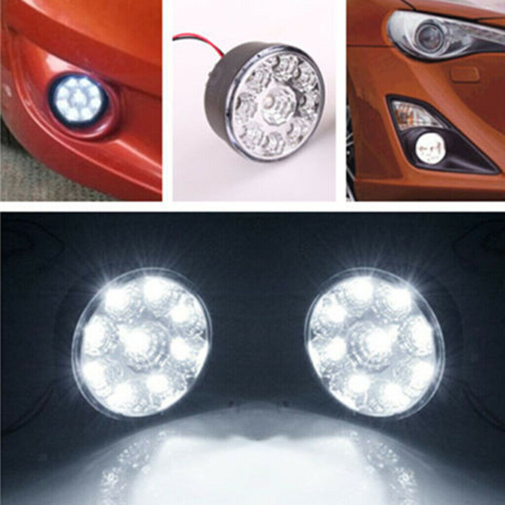 2pcs 4.5W 9 LED DRL Daytime Running Light Headlight Lamp White