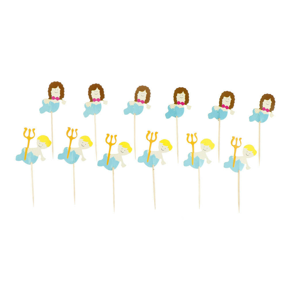 24pcs ocean style hippocampus mermaid cupcake toppers decor party supplie.l8