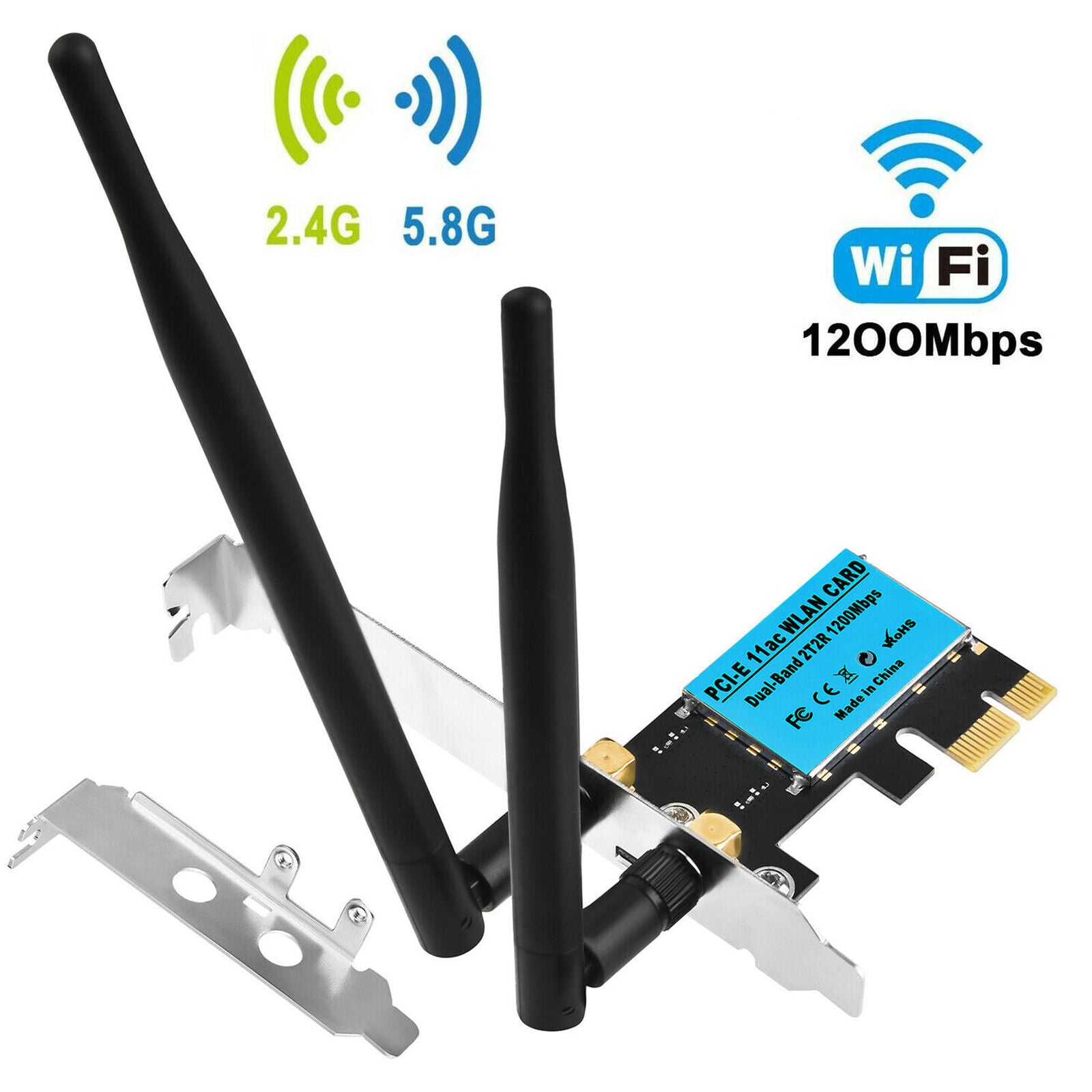 1200Mbps 2.4/5G Dual Band Desktop Wifi Wireless PCI-E Express Card Adapter