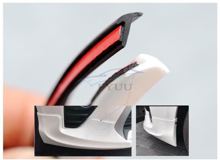 Inclined T Car Front Bumper Lip Side Skirt Rubber Sealing Strip Black Universal