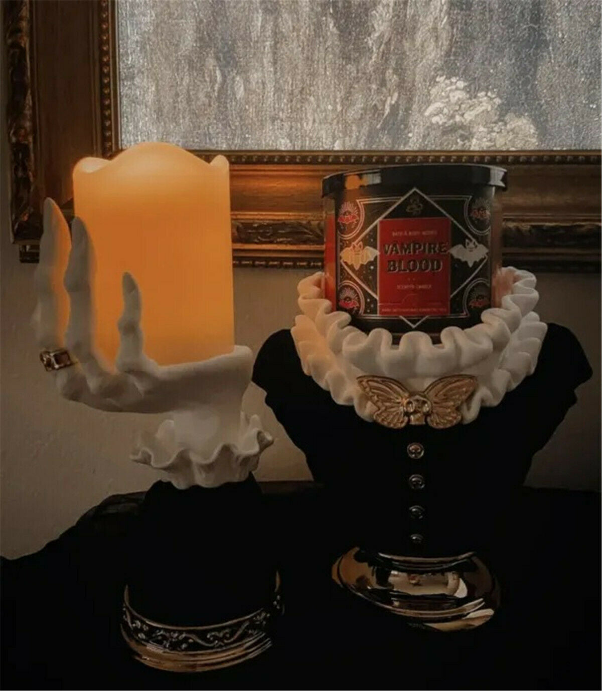 Witch Hand Candlestick Halloween Prop Statue Candle Holder Gothic Ornament Gift