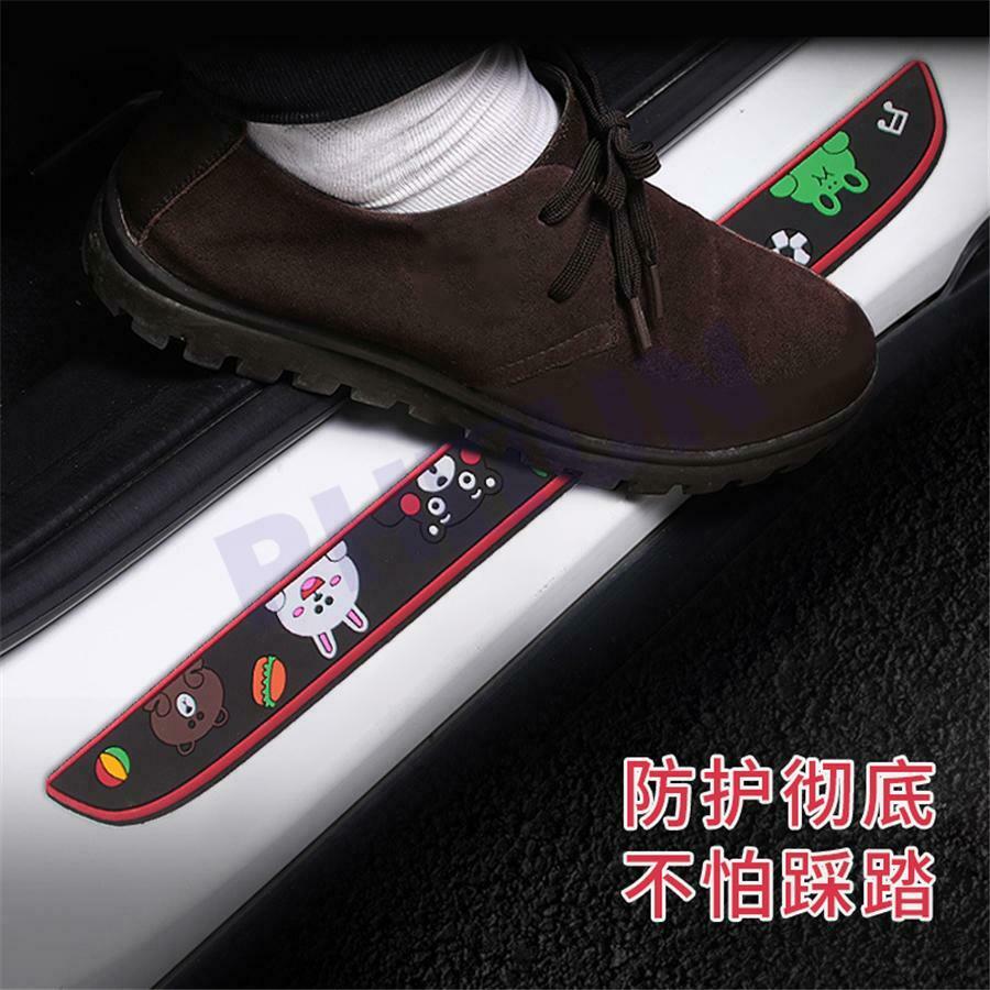 Universal 4 PCS Black Rubber Car Door Scuff Sill Cover Panel Step Protector