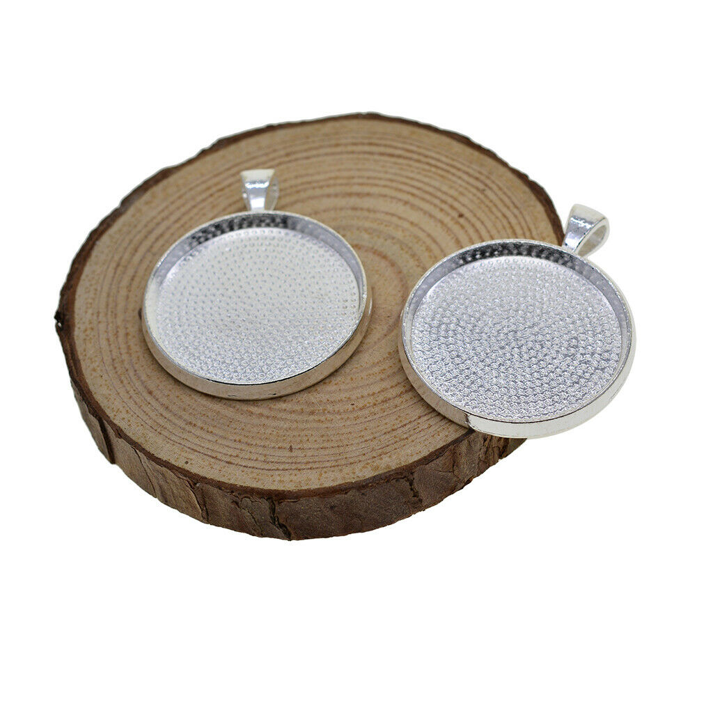 10Pcs 1.2'' Metal Round Blank Bezel Tray Glass Pendant Cabochon Trays Pendant
