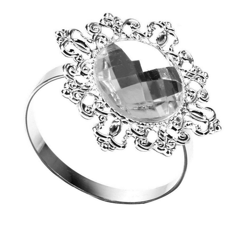 6pcs Napkin Rings Napkin Holder Wedding Banquet Dinner Decor SilverDD