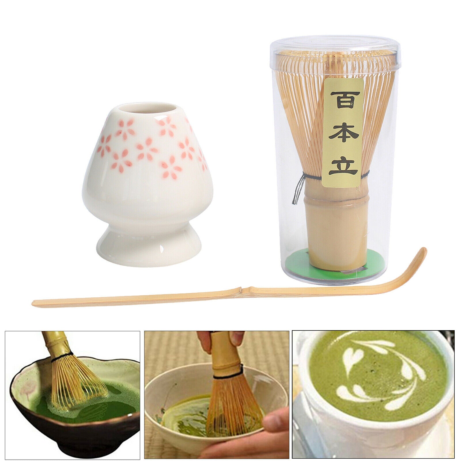 Matcha Tea Whisk Set Bamboo Tea Scoop Matcha Ceremony Starter Flower