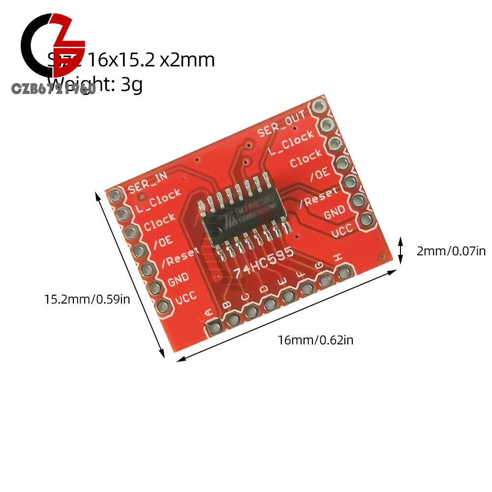 DC 3.3-5v 74HC595 Shift Register Expansion Module Breakout PCB Circuit Board