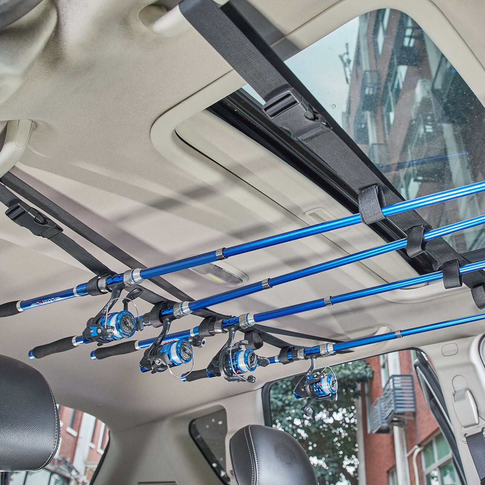 2x Portable Fishing Rod Holder Belt for Car Vehicle Fishing Pole Carrier