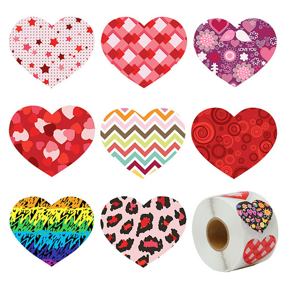 1 Roll 1" Valentine's Day Heart Stickers Sealing Label Gift Packing Decoration