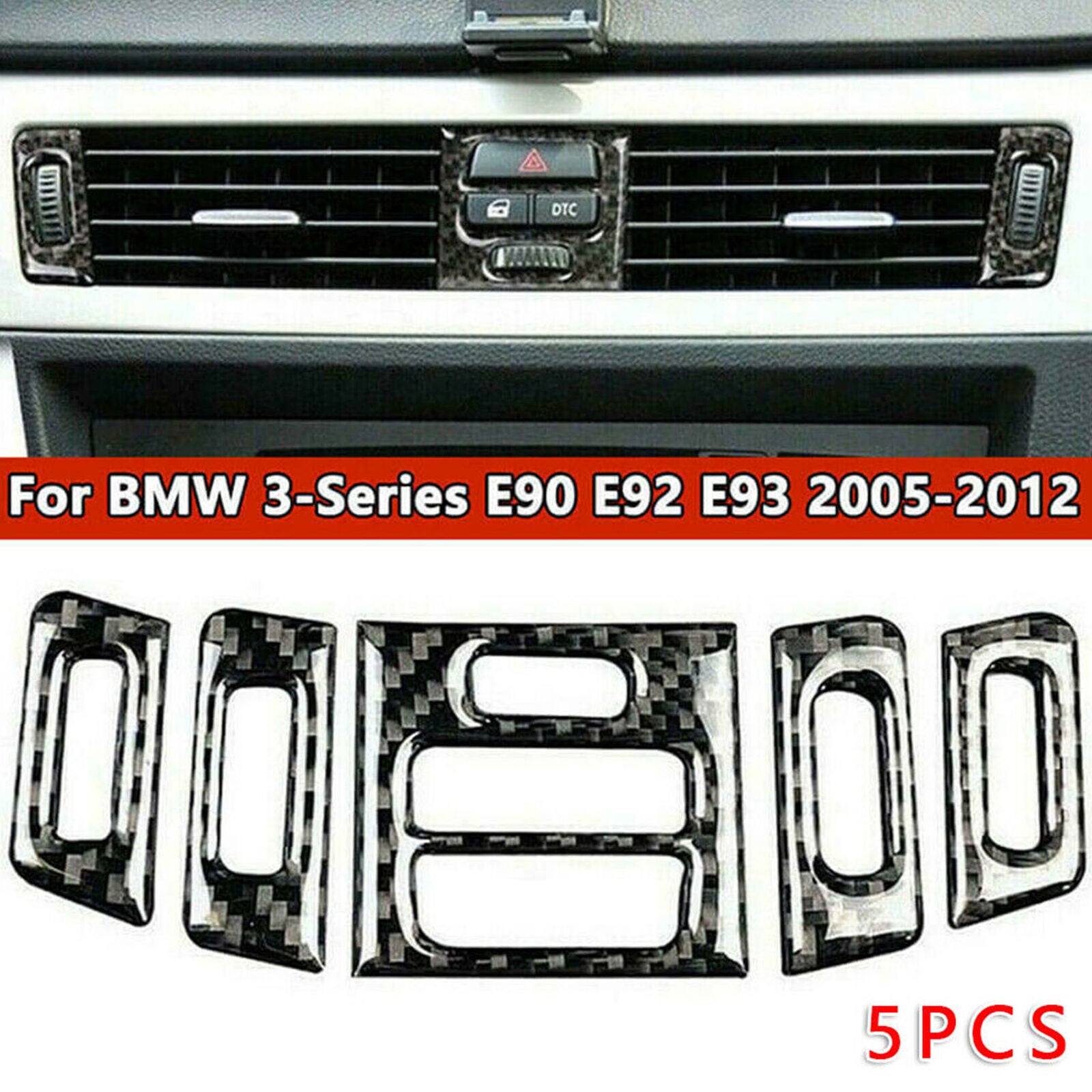 Carbon Fiber Air Vent Outlet Cover Trim For BMW 3 Series E90 E92 E93 2005-2012