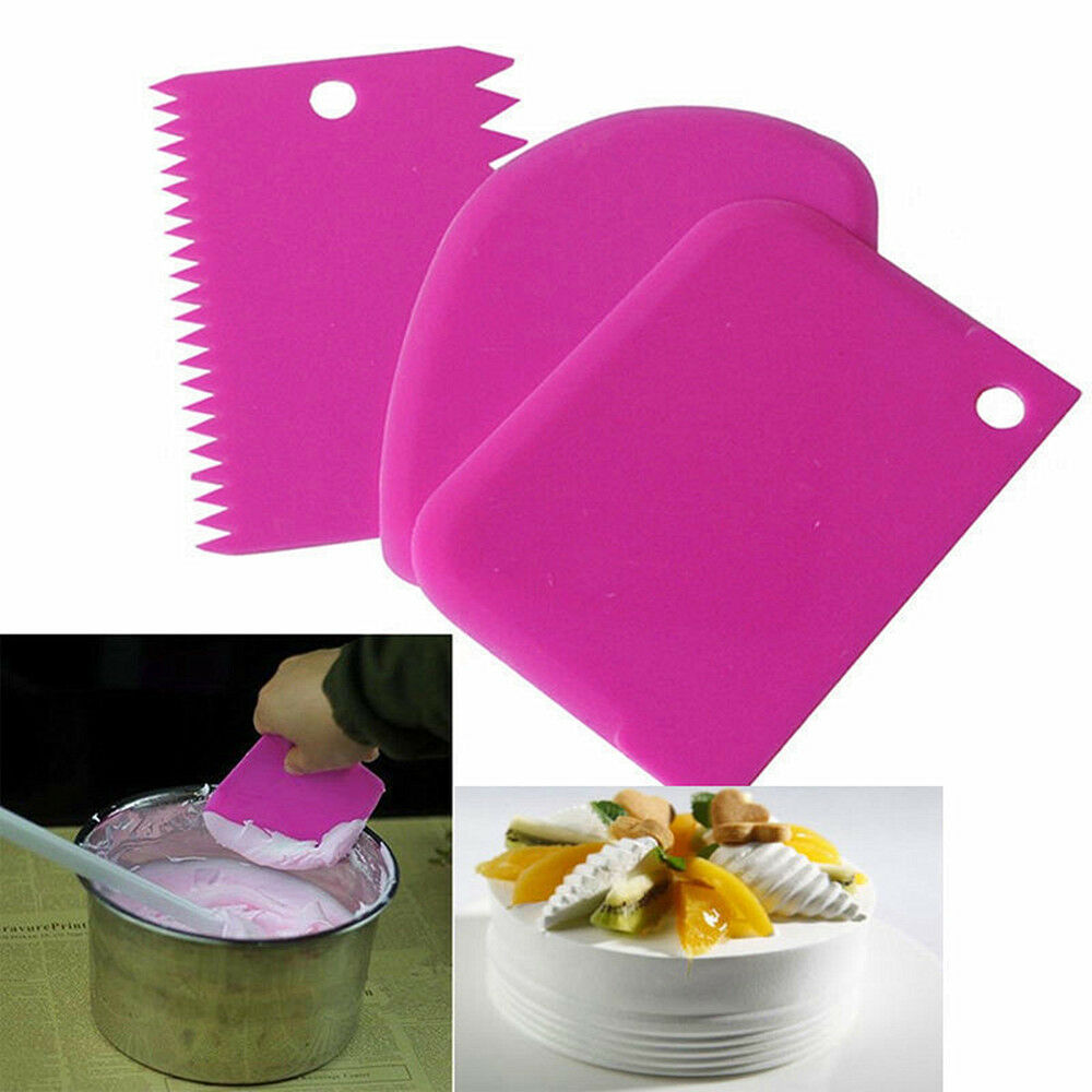 3PCS Plastic Dough Icing Fondant Scraper Cake Decorating Baking Pastry Tools