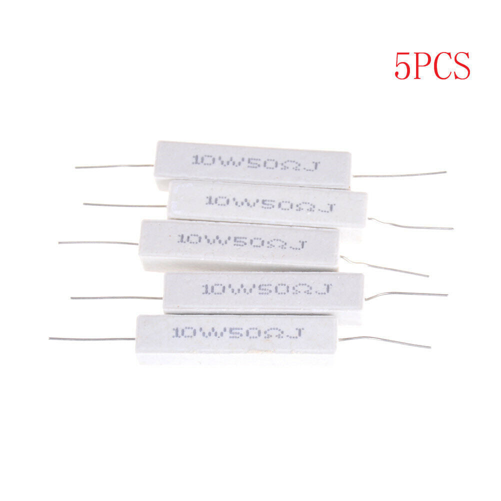 5 Pcs 10W 50 Ohm 5% Ceramic Cement Power Resistor 10 Watt 10W50RJ DHJC.l8