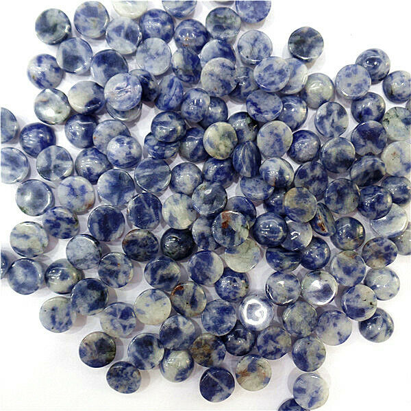 100Pcs 8mm Wholesale Natural Blue Sodalite Round Cab Cabochon Accessories HH7060